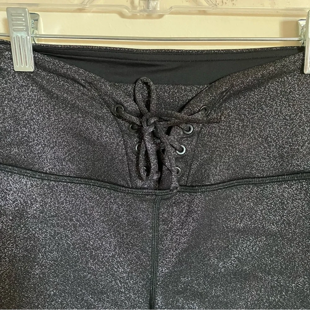 ALO Yoga Charcoal Glitter Tie High Waist Bike Shorts size Small